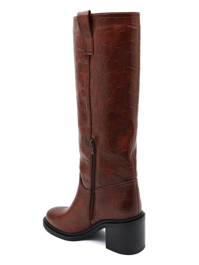 Elodie | Bottes Hautes Suuz effet croco camel